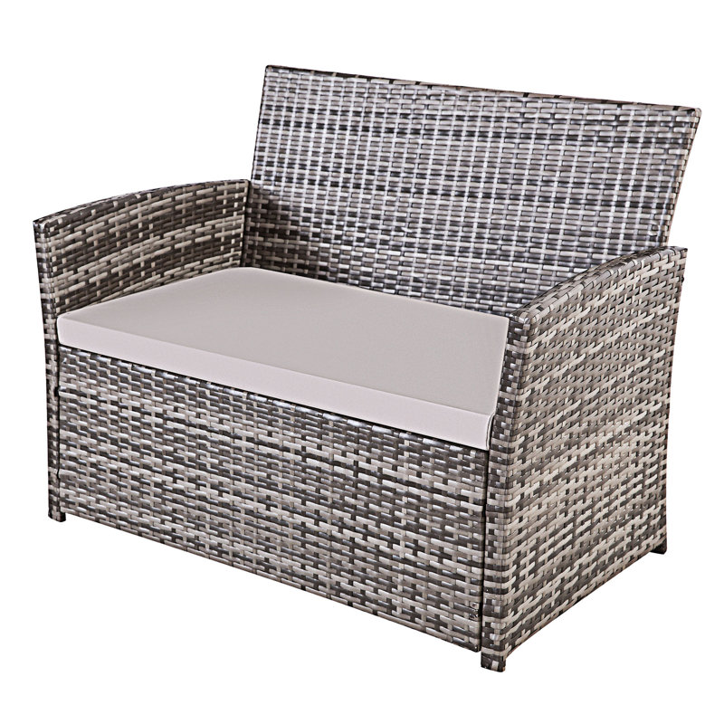 Ensemble de canapés modulaires d'extérieur 4 pièces, Coussin brun clair / structure grise