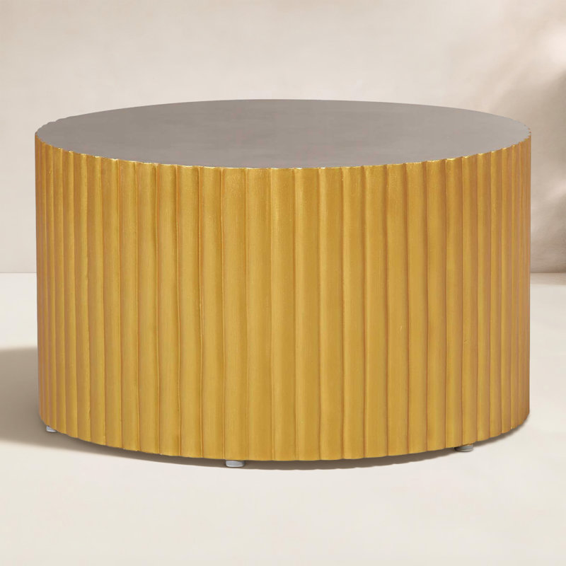 Perpetual Outdoor Round Coffee Table, Slate Gray/Gold