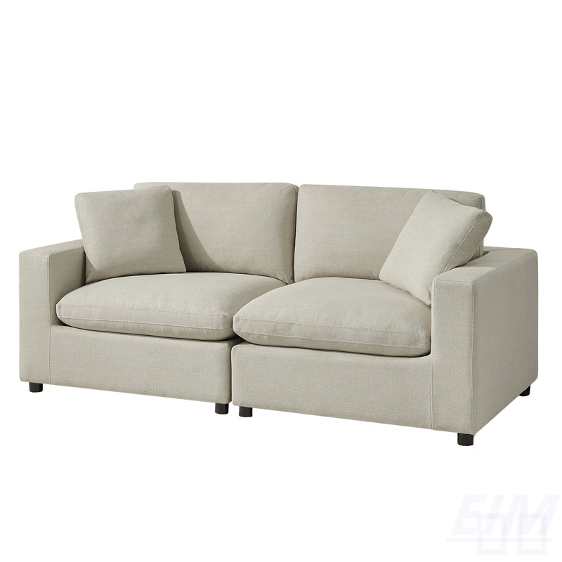 Canapé modulaire 2 pièces Cassandra avec tissu moelleux et structure durable