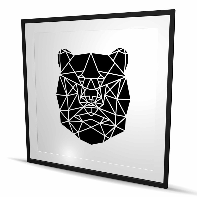 Tête d'ours géométrique - reproduction encadrée mate pour la décoration intérieure