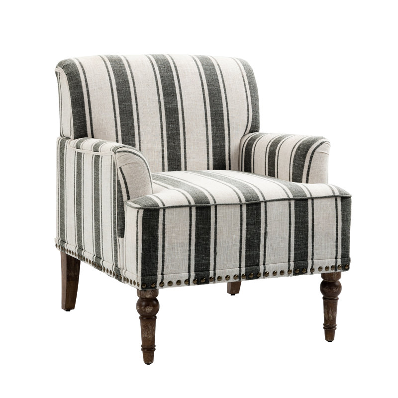 Arian 73 Cm Wide Cotton Armchair, Black Stripe Linen Blend