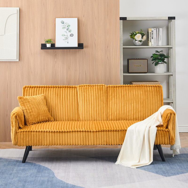 Canapé polyvalent en velours côtelé pour la détente et les utilisations multiples dans les espaces de vie, Orange