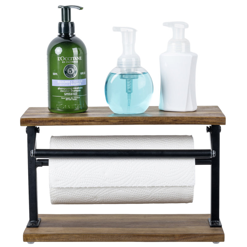 Metal and Wood Paper Towel Holder
