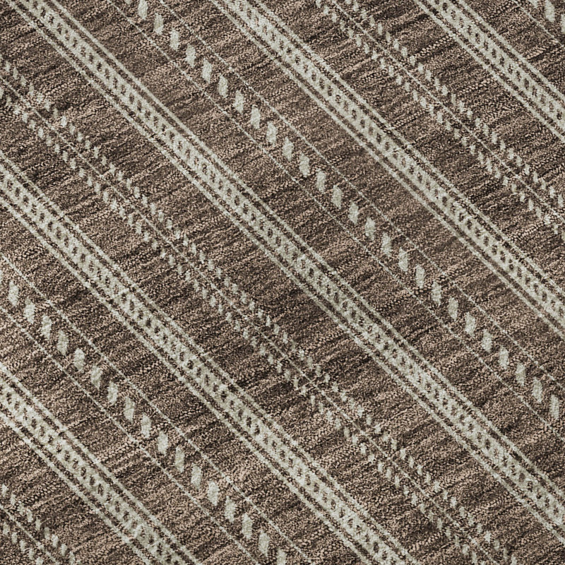 Tapis brun Prisco lavable à la machine de qualité supérieure, Rectangulaire 8 pi x 10 pi