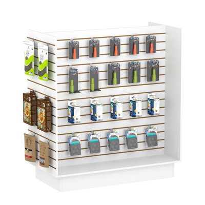 49.5”W X 24”D X 54”H - Retail Slat Wall Gondola Display With 3” Slatwall Units，White Versatile H-Unit Slatwall Display Stand
