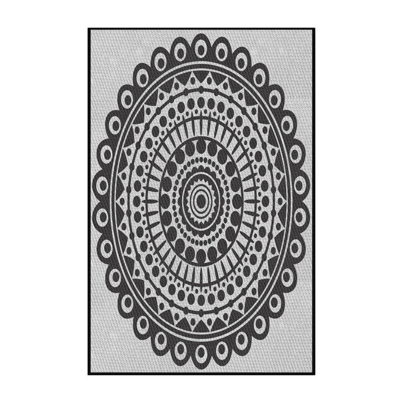 Fabriqué à la machine à partir de laine et de polyester gris/noir Tapis décoratif, Rectangle 3 pi x 5 pi