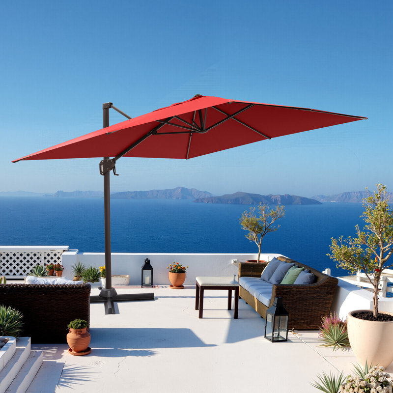 9' X 11' Outdoor Cantilver Umbrella, Weighted Base Not Included, Dark Grey