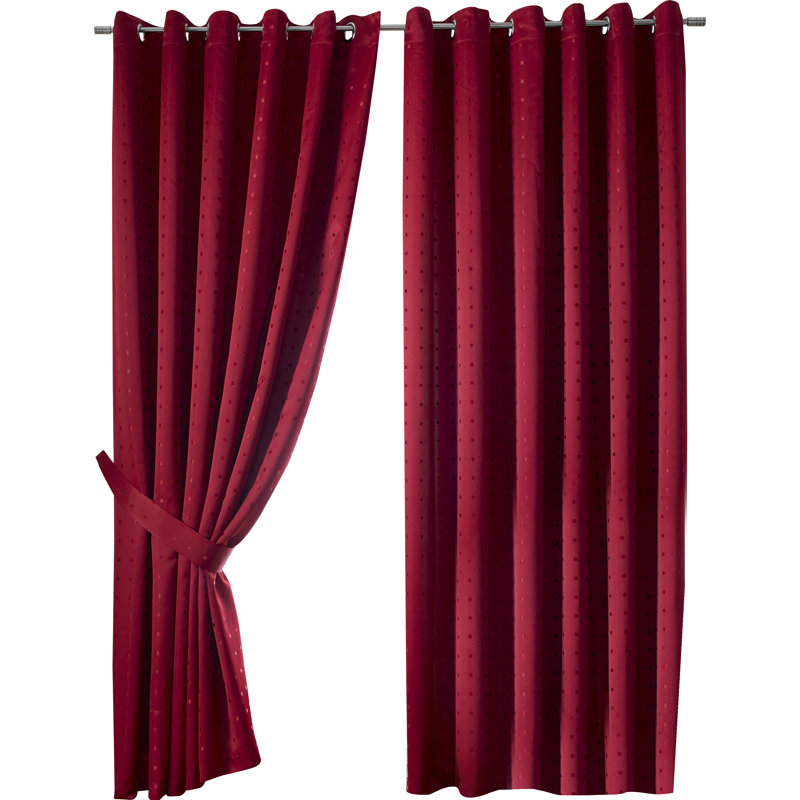 Norush Madison Eyelet Ring Top Curtains, 228 W x 274 D cm, Red