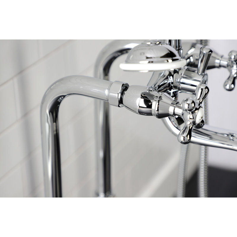 Polished Chrome Freestanding Clawfoot Tub Faucet with Hand Shower