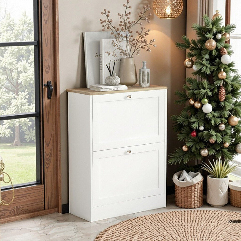Armoire à chaussures Rosala, Blanc