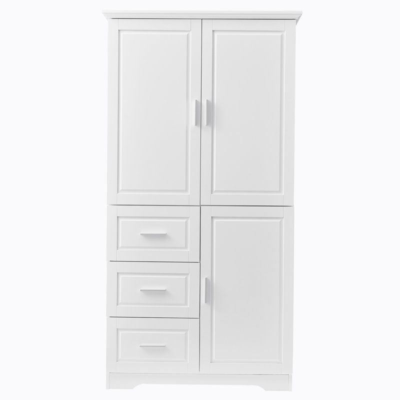 Geddy Tall and Wide Storage Cabinet with Doors for Bathroom/Office, White