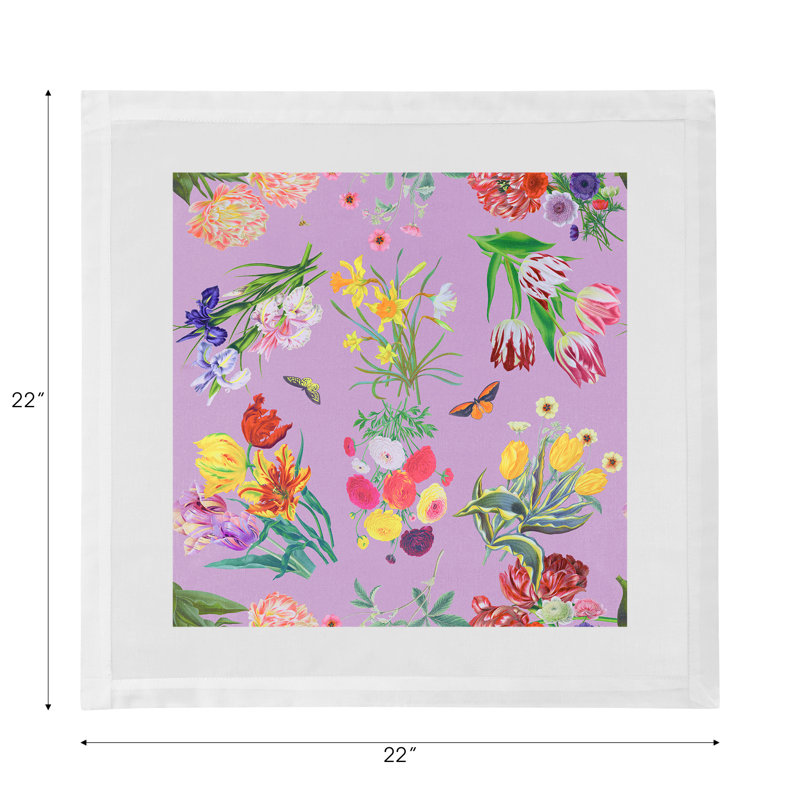 Flora Fauna Cotton Blend Square Napkins, Orchid