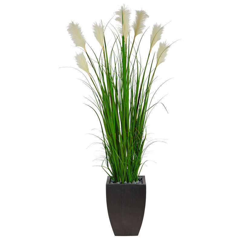 64'' Faux Wheat Grass in Clay Planter