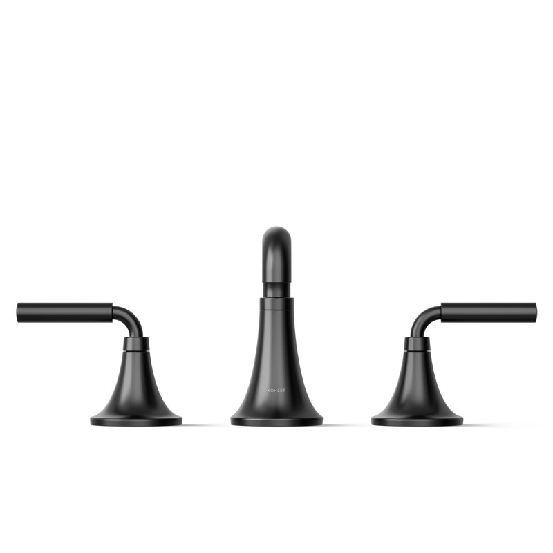 Tone Widespread Bathroom Sink Faucet, Three-Hole Bathroom Faucet with Clicker Drain, 1.2 GPM, Black