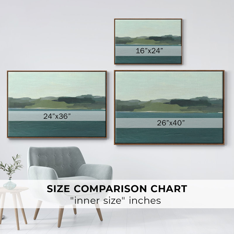 Calming Lake View I, reproduction d'art sur toile, H 27 po x l 41 po x P 2 po, Noyer