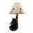Osias rustic lodge black cast resin bear and cubs table lamp with paw print fabric shade — 20 inches high x 8 inches long x 6 inches wide