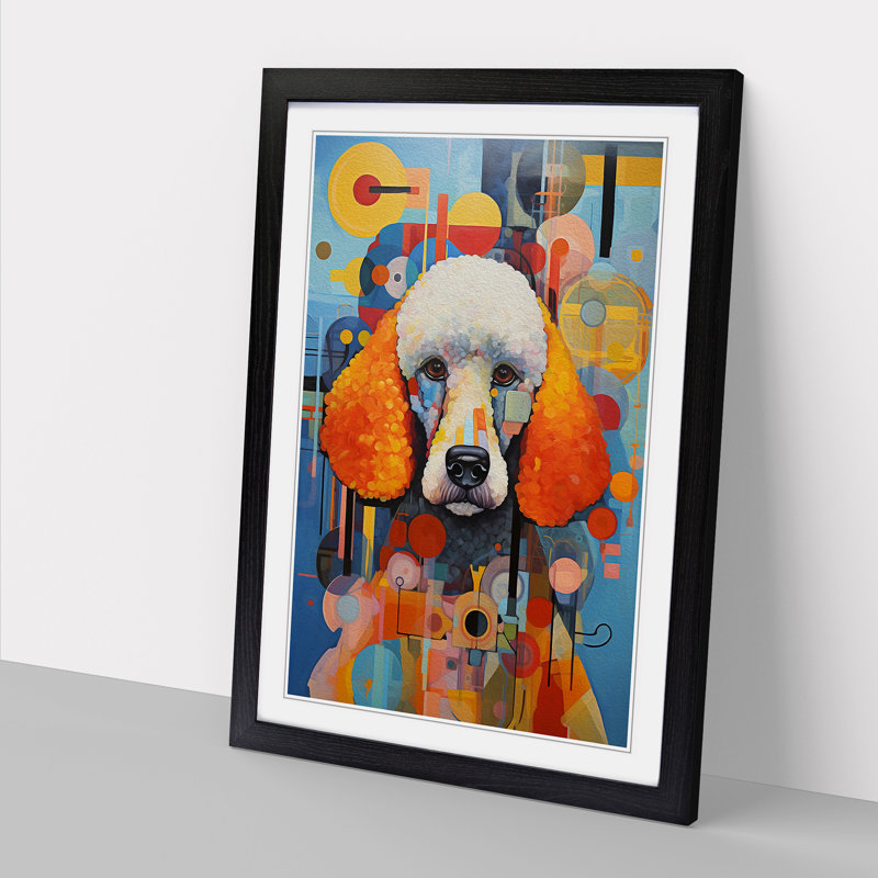 XYZ-FRM-V1223-5260 Poodle Constructivism - Single Picture Frame Print on Wood, Black, 34cm H x 25cm W x 2cm D