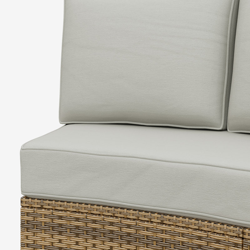 Ensemble de conversation avec canapé en rotin 11 pièces avec coussins et tables d'appoint Leiny, beige, Beige