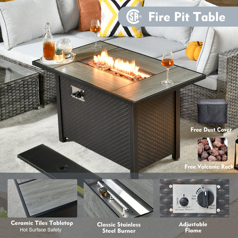 Quinte Premium All-Weather Wicker 6 - Person Patio Conversation Set with Cushions, Light Gray