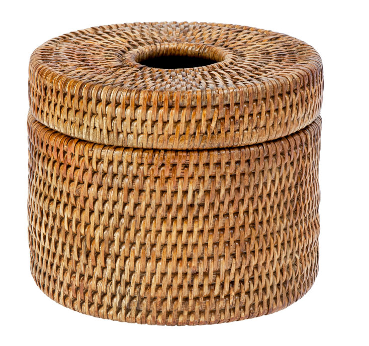 Porte-papier hygiénique sur pied en rotin Everard, Brun miel