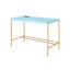 Bureau d'écriture avec port USB, bureau rectangulaire avec plateau en bois et base en métal-420323539