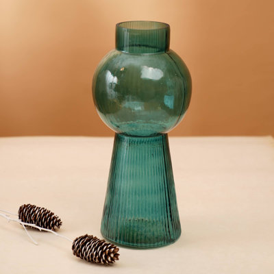 Vase | Modern Funnel Flare Glass Vase | Sleek Contemporary Home Decor Accent | 5x12"