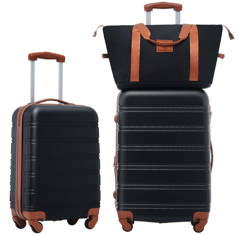 Valise Hardshell 2 pièces + valise à roulettes avec verrou TSA léger 20 po + 24 po