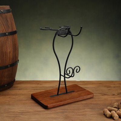 Porte-gobelet à vin européen en bois massif européen - conception suspendue inversée créative, présentoir de carafe à décanter à pieds hauts, ornement décoratif