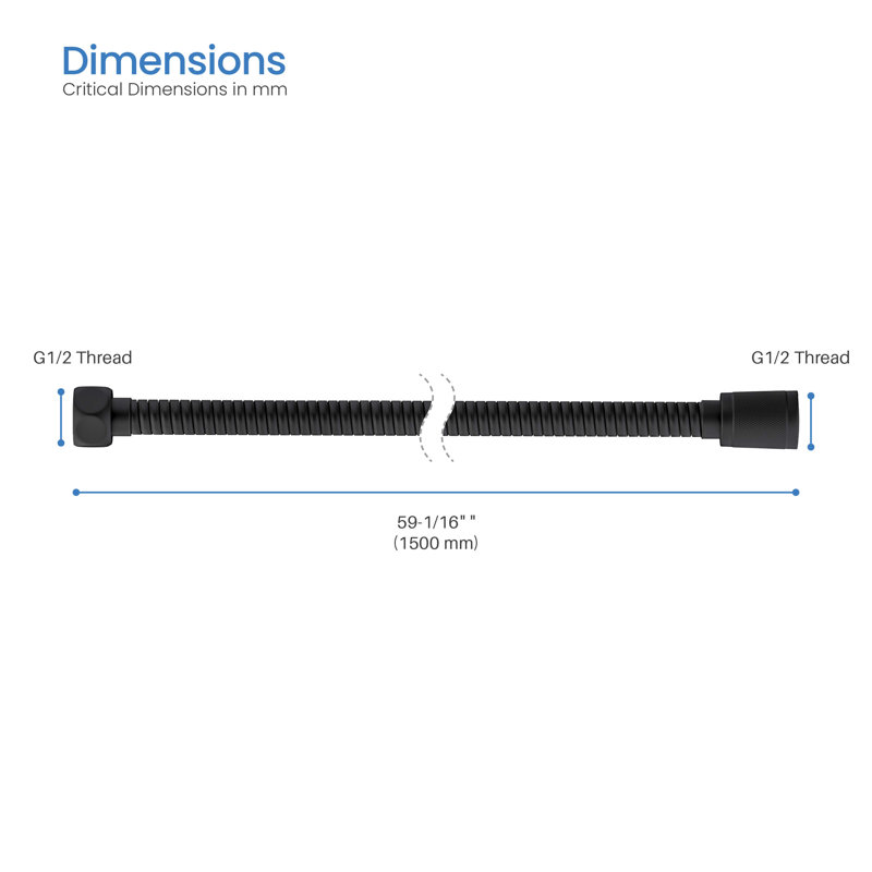 59" Metal Shower Hose,  Matte Black