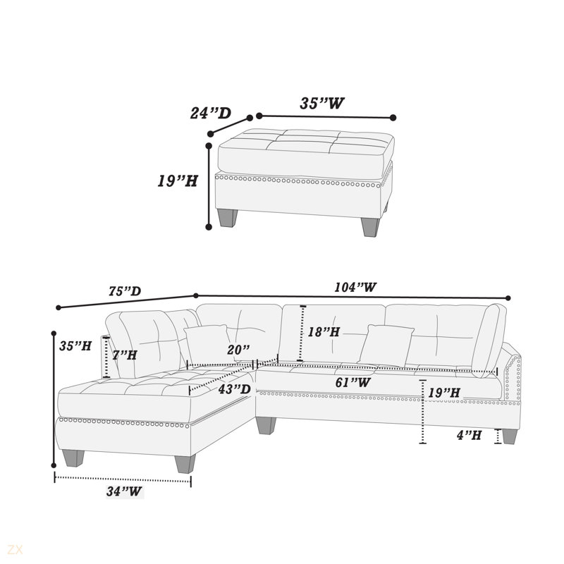 Canapé modulaire 3 pièces