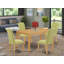 L'ensemble de mobilier de salle à manger 5 pièces comprend une table de salle à manger rectangulaire et 4 chaises rembourrées en tissu Limelight, en chêne-2077066033-2143611062-2077066032