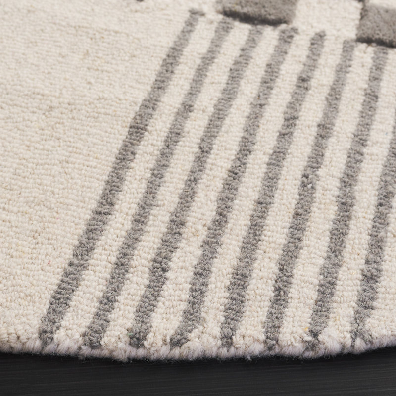 Arbyrd Hand Tufted Wool Pile Checkered Rug, Round 6'