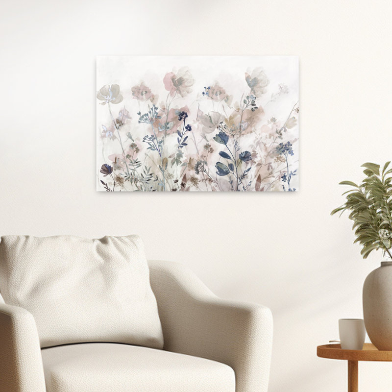 «Whispering Blooms In Soft Light», art mural contemporain abstrait, H 16 po x l 24 po