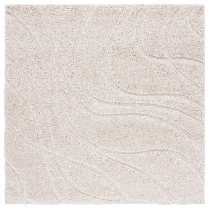 Ashal Abstract Indoor Rug, Square 3', Beige/Ivory