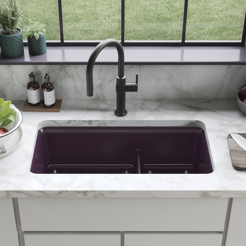 Cairn Smart Divide 33-1/2" Undermount Kitchen Sink, Matte Taupe