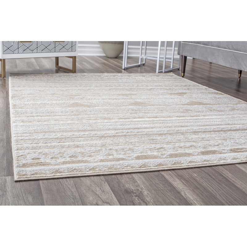 Oriental Misty Cream Area Rug, Rectangle 7'x9'
