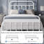 Metal Bed Frame with Vintage Headboard-435665680-408819812