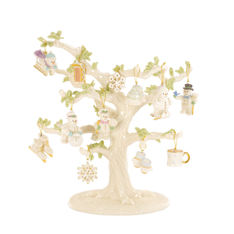 Snow Pals Porcelain Christmas Ornament and Tree Set