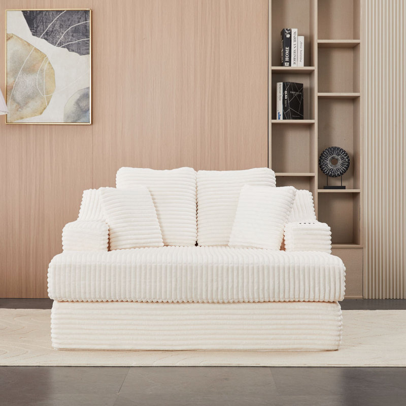 2 Seater Corduroy Sofa, White