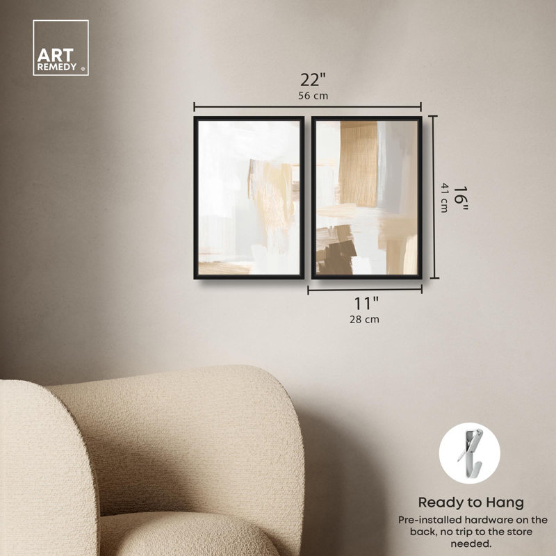 «Tactile Textures I», ensemble de 2 toiles abstraites par Art Remedy, H 15 po x l 10 po, Noir