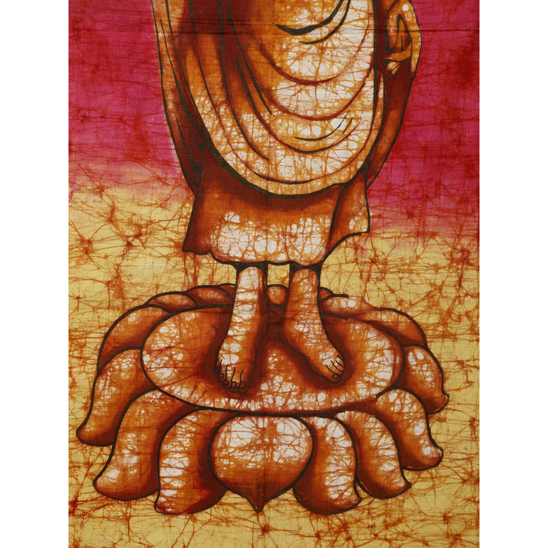 Bouddha debout, peinture de batik sur coton | Batik, peinture sur coton