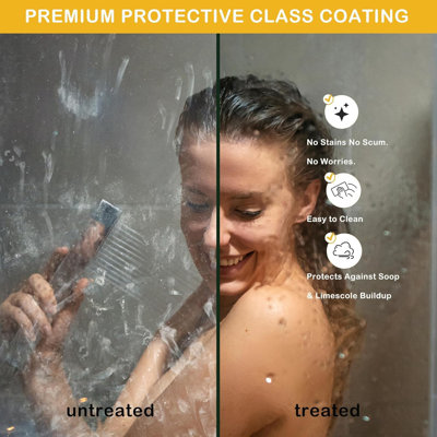 48" W x 76" H Frameless Sliding Shower Door, 6mm Tempered Glass with Explosion-Proof Film & Handle