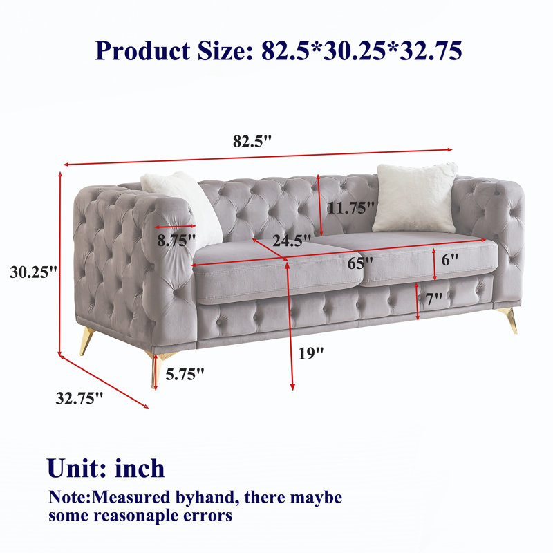 Canapé moderne pour le salon, Vert, H 30,25 po x l 82,5 po x P 32,75 po