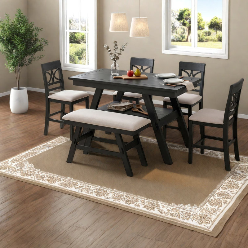 Ensemble de table de salle à manger avec rangement en bois (doit inclure la table et la chaise)