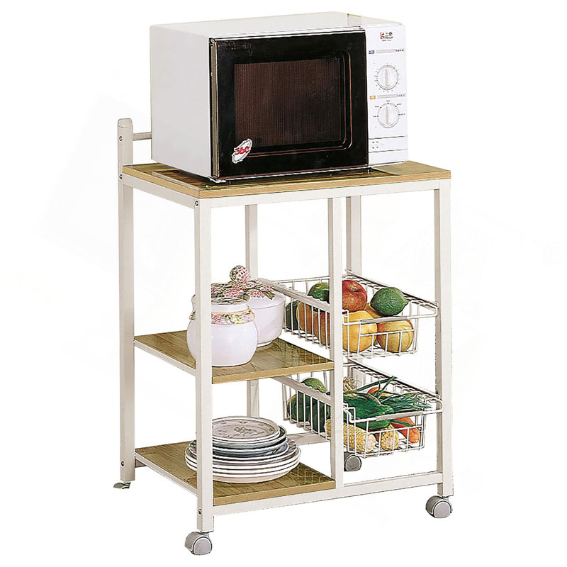 Natural Brown And White Kitchen Cart