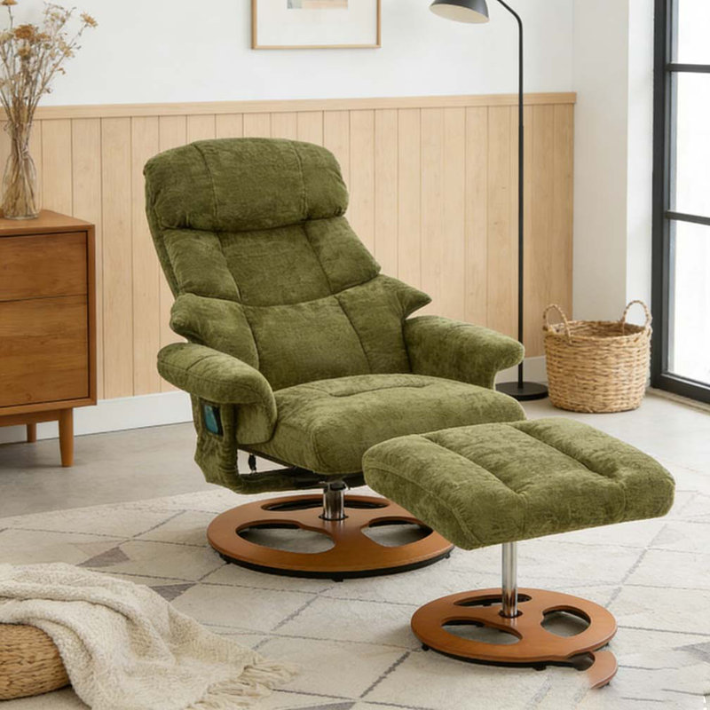 Ergonomic Recliner Chair with Ottoman, Green