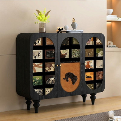Medieval-Style Painted Accent Cabinet