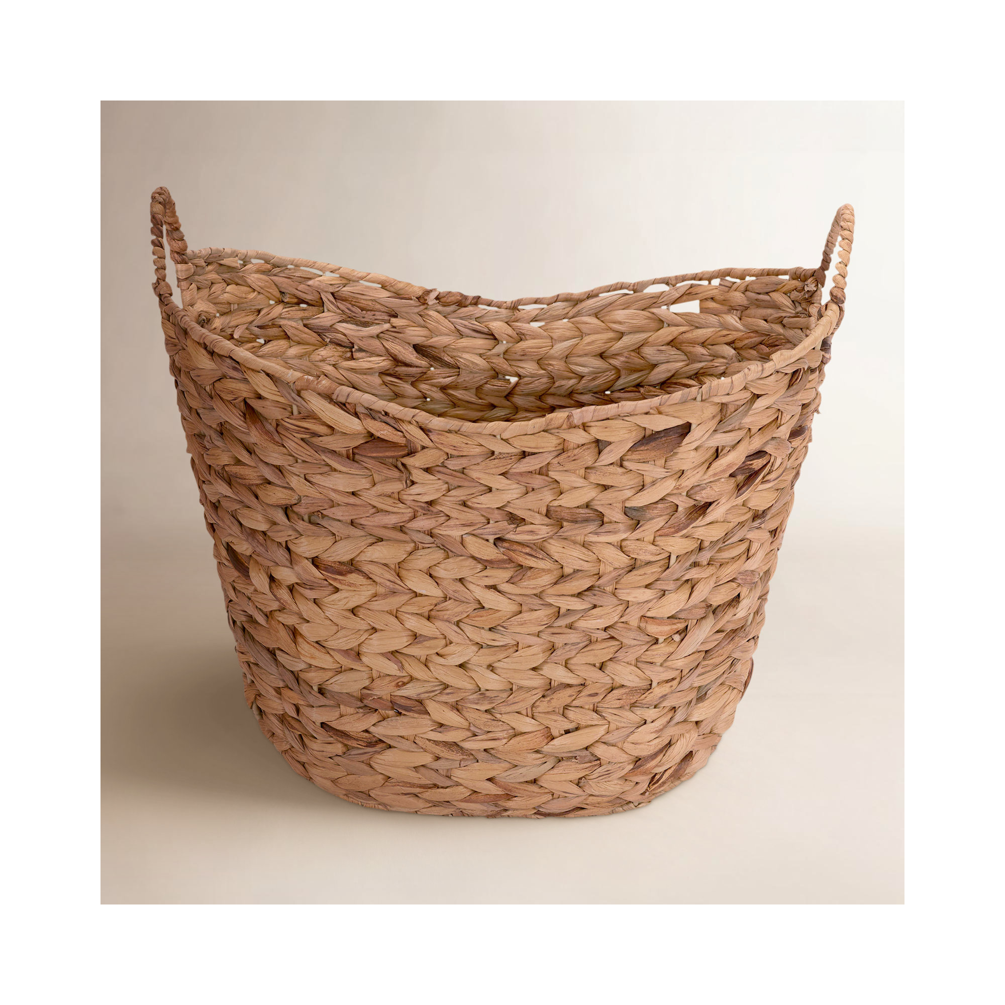 Scoop Basket with Handles, Natural - Water Hyacinth