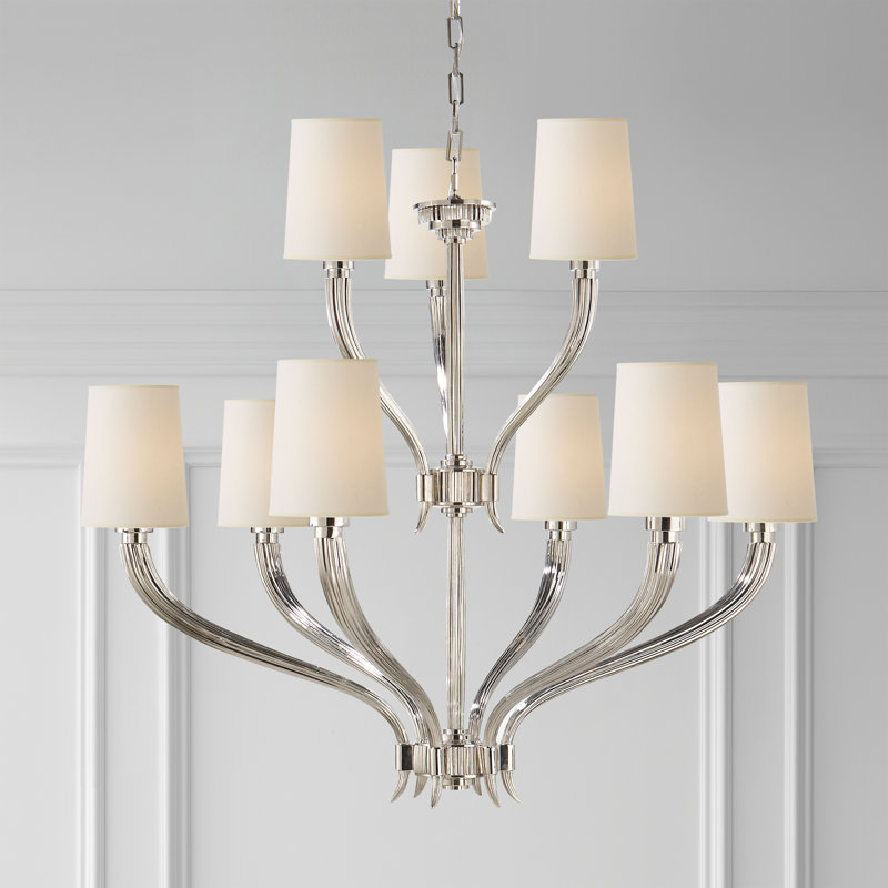 Chapman & Myers Ruhlmann 2-Tier Chandelier, Polished Nickel