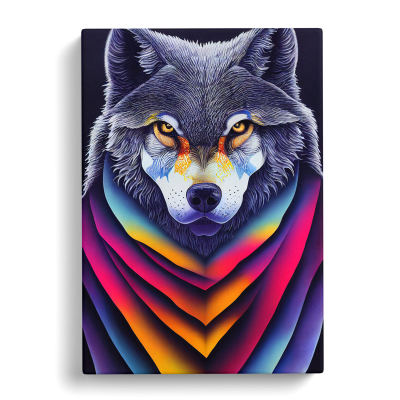 Wolf In Colour No.3 - Wrapped Canvas, 50cm H x 35cm W x 3cm D